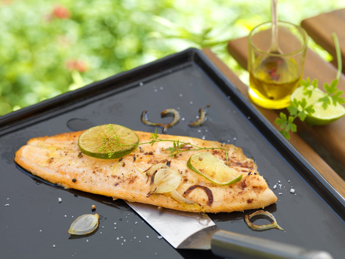 Recette Filet de truite mariné au citron vert et gingembre, à la plancha